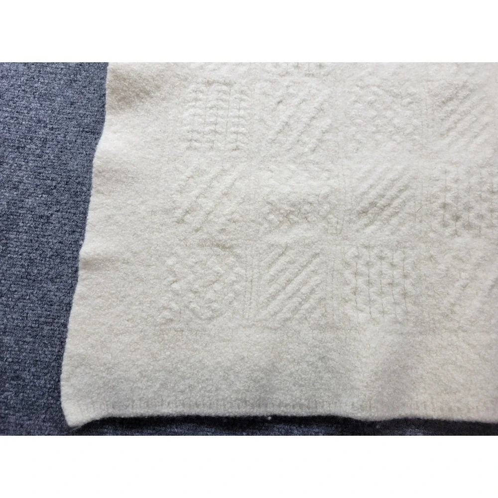 Vintage Aran Mor Ireland Wool Baby Blanket Cream Patchwork 39x35 Ireland Made